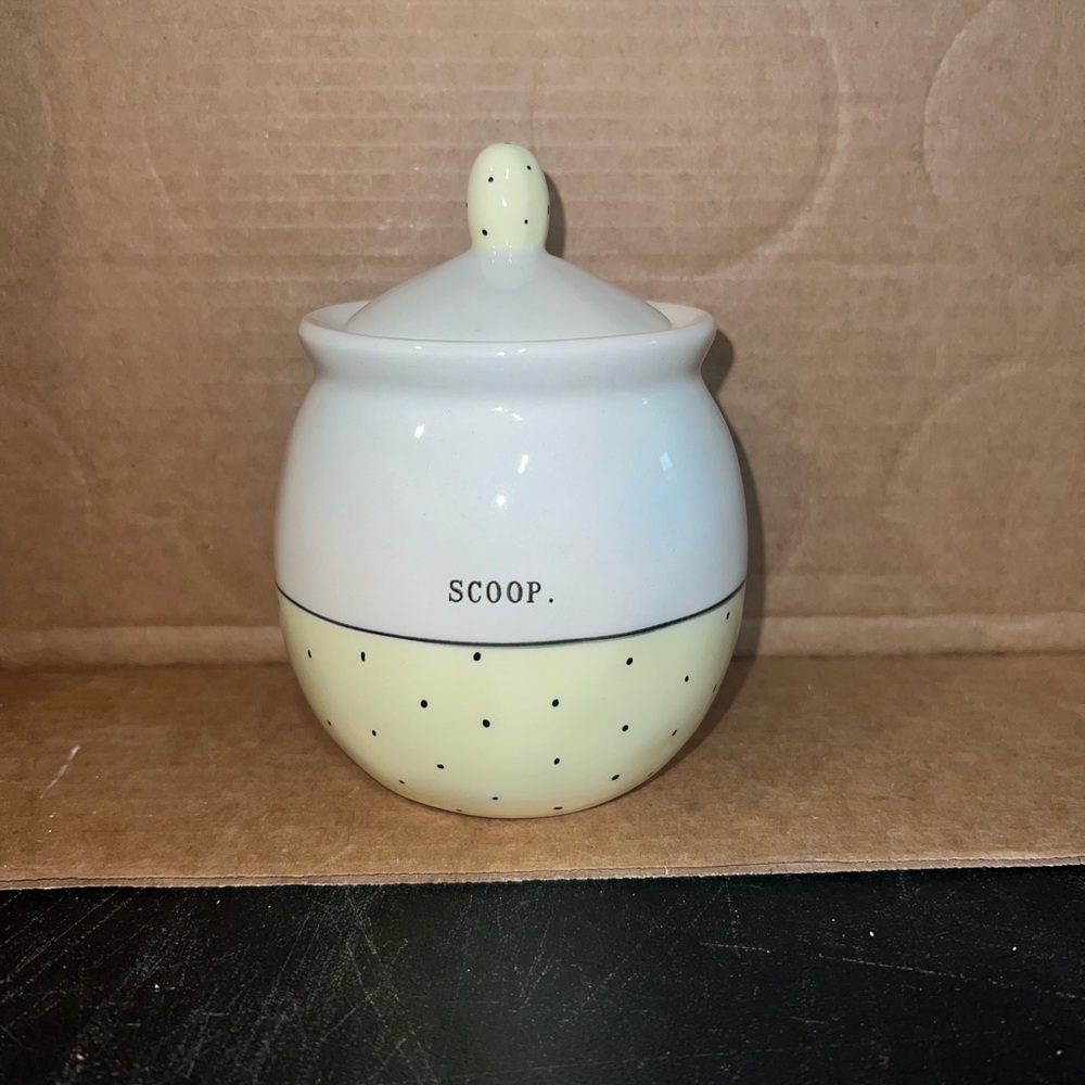 Rae Dunn White and Yellow Scoop Jar